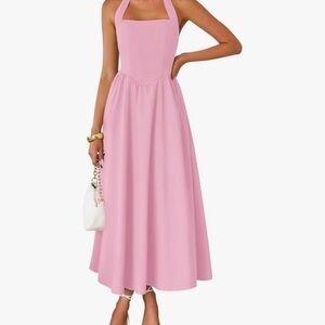 NWT Pink Halter Neck Midi Dress